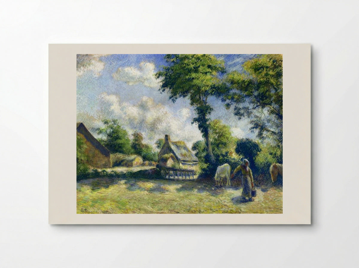 Landscape at Melleray, Woman Carrying Water to Horses - Camille Pissarro - Poster