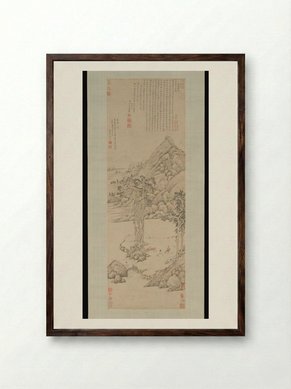 Landscape dedicated to Xiang Yuanbian - Wen Jia - Framed Print Dark Wood