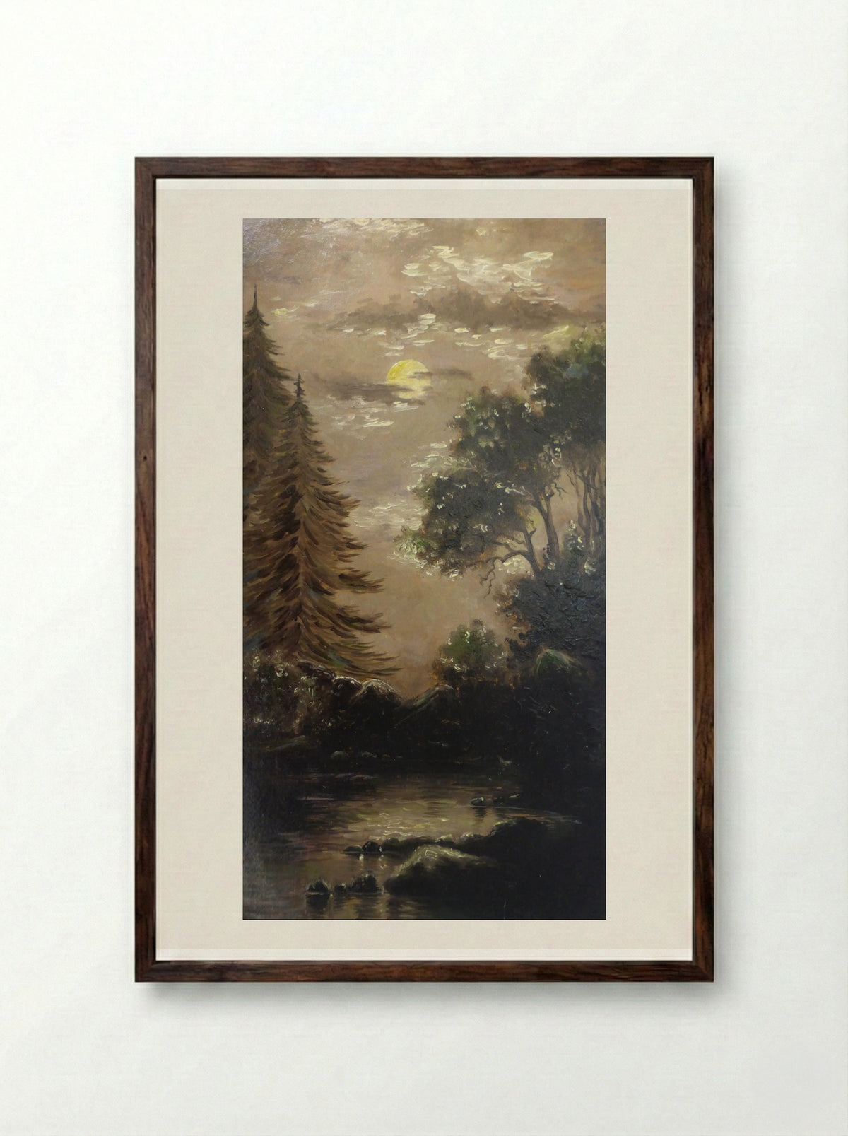 Landscape in Moonlight - Henry Ossawa Tanner - Framed Print Dark Wood