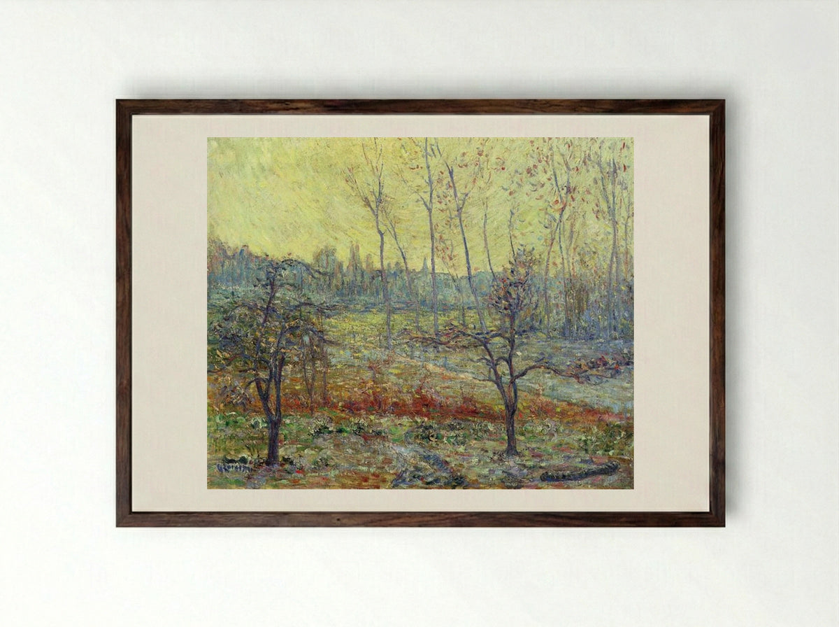 Landscape in Winter with Fog - Gustave Loiseau - Framed Print Dark Wood