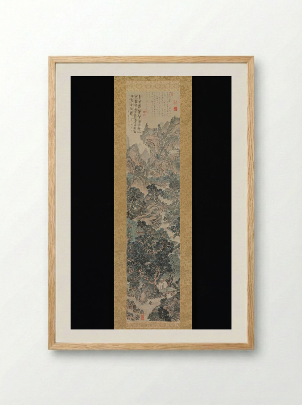 Landscape in the Blue-and-Green Manner - Yanagisawa Kien - Framed Print Wood