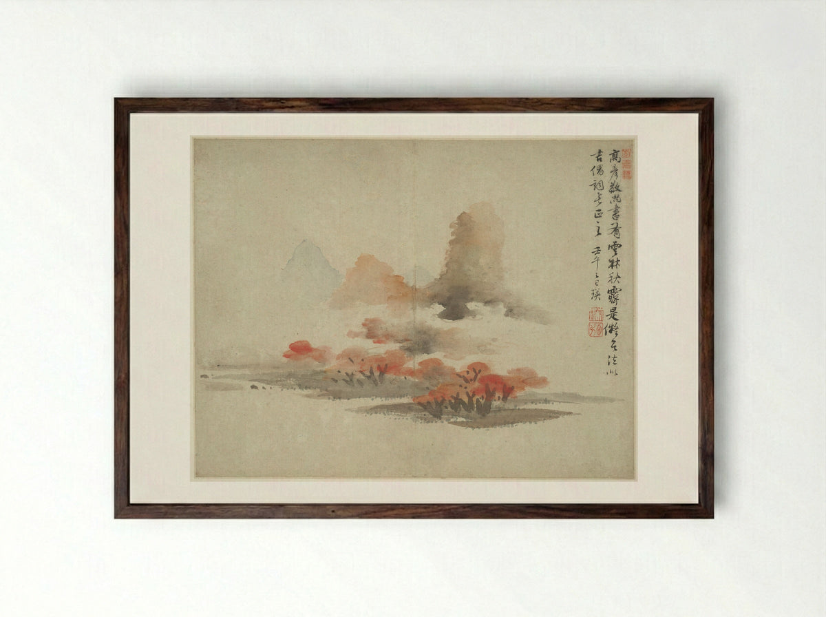 Landscape in the Style of Ancient Masters: after Gao Kegong - Lan Ying - Framed Print Dark Wood