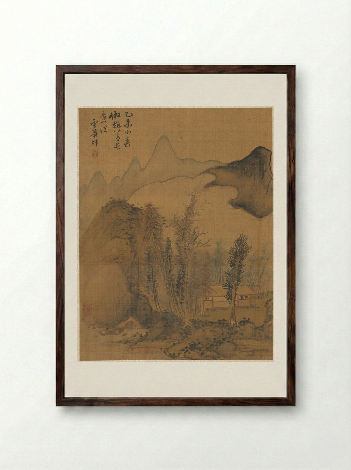 Landscape in the Style of Chao Yuan - Zhai Dakun - Framed Print Dark Wood