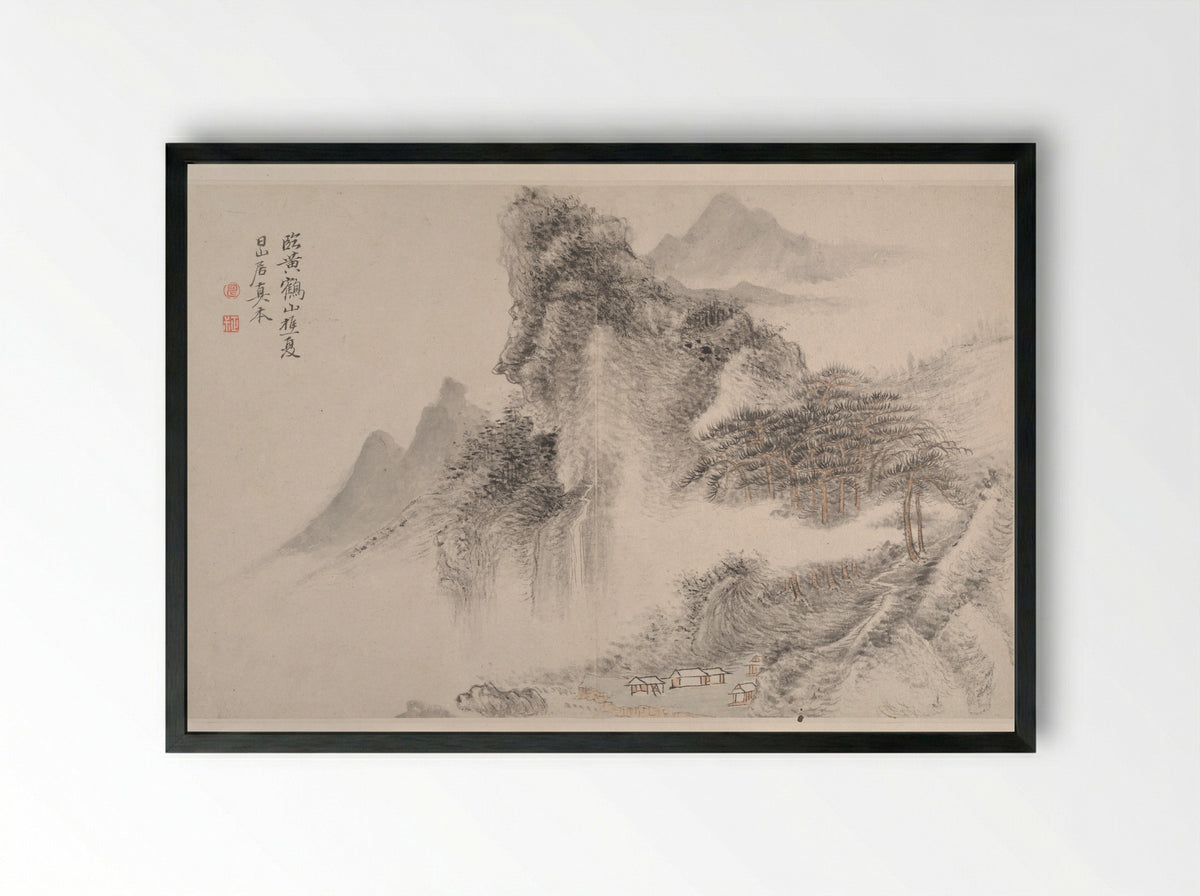 Landscape in the Style of Huang Gongwang - Yun Shouping - Framed Print Black