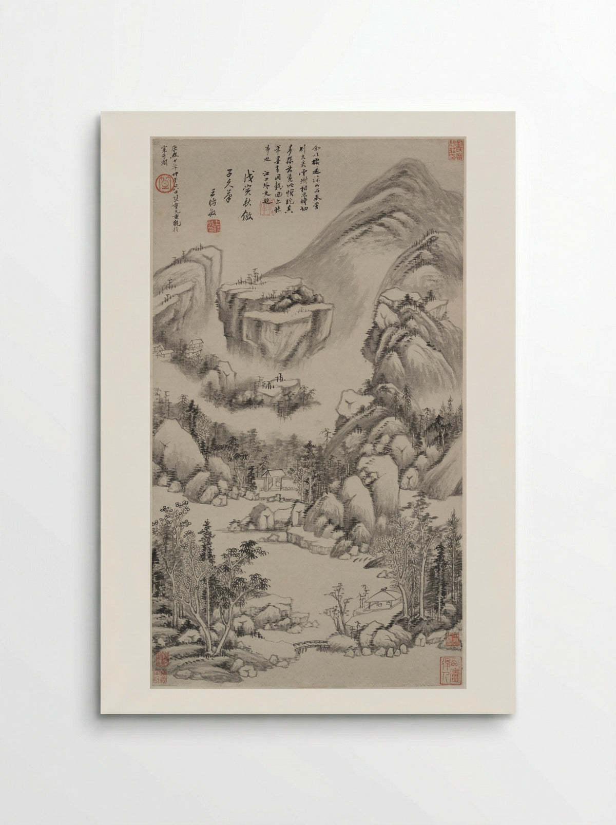 Landscape in the style of Huang Gongwang - Wang Shimin - Poster