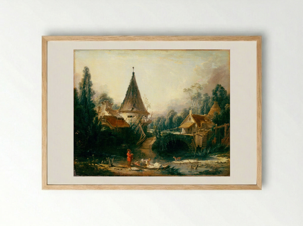 Landscape near Beauvais - François Boucher - Framed Print Wood