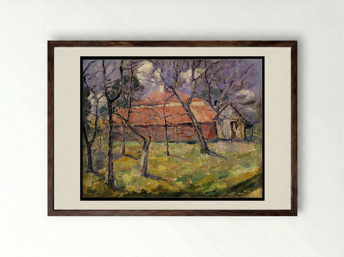 Landscape near Kyiv - Kazimir Malevich - Framed Print Dark Wood