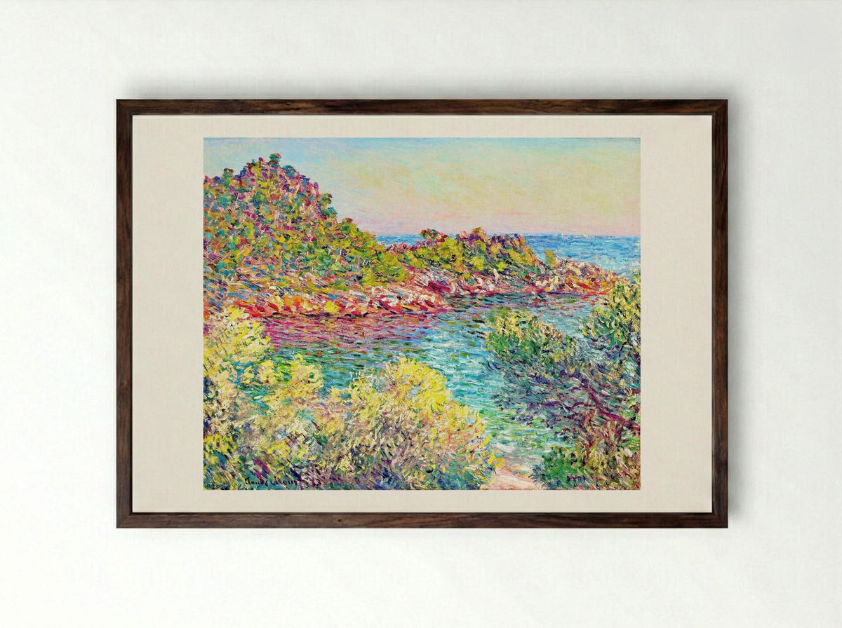 Landscape near Montecarlo - Claude Monet - Framed Print Dark Wood