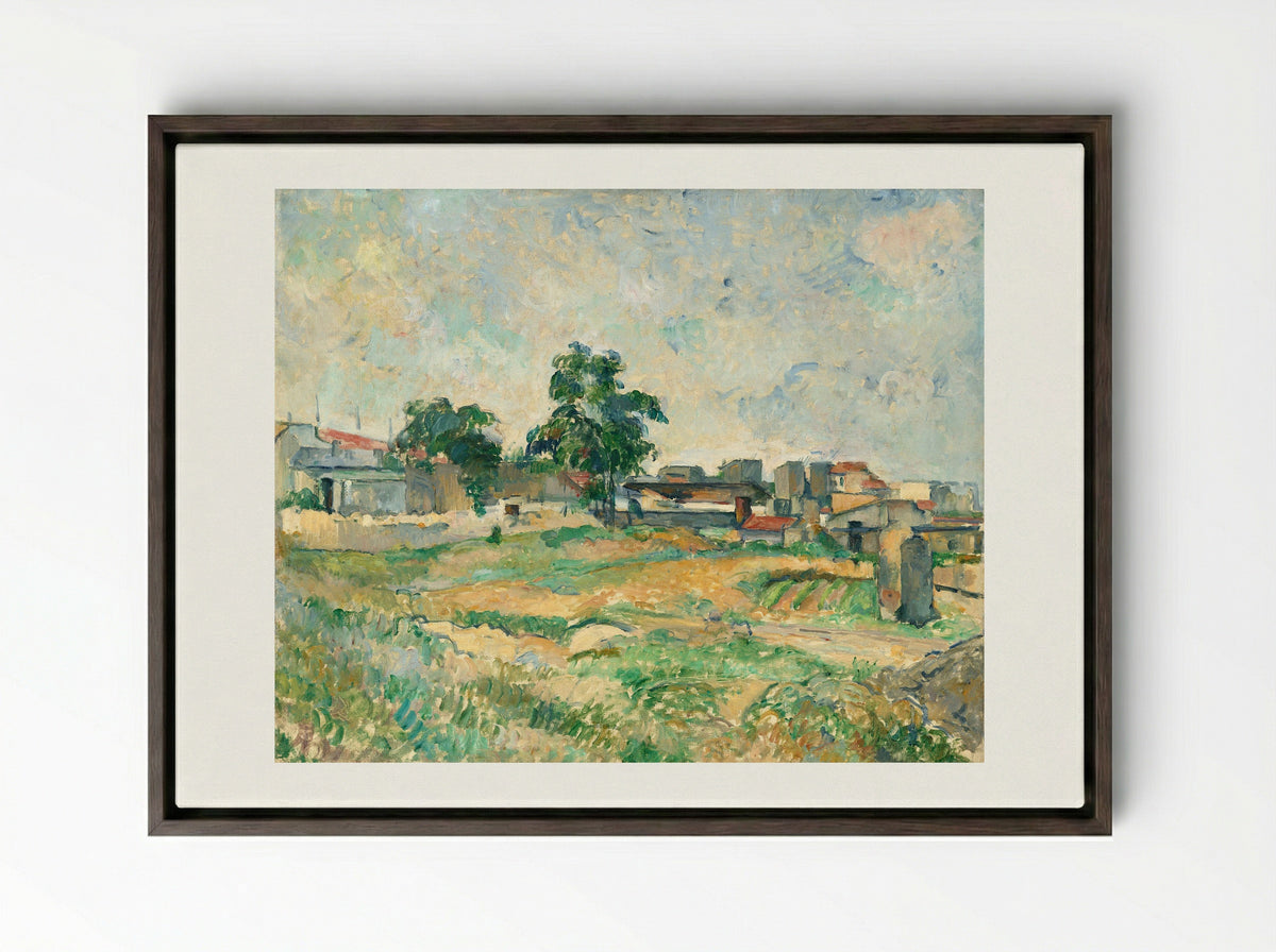 Landscape near Paris - Paul Cézanne - Framed Canvas Dark Wood