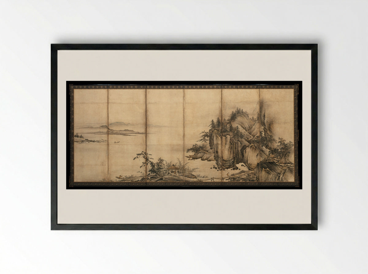 Landscape of the Four Seasons - Kano Chōkichi - Framed Print Black