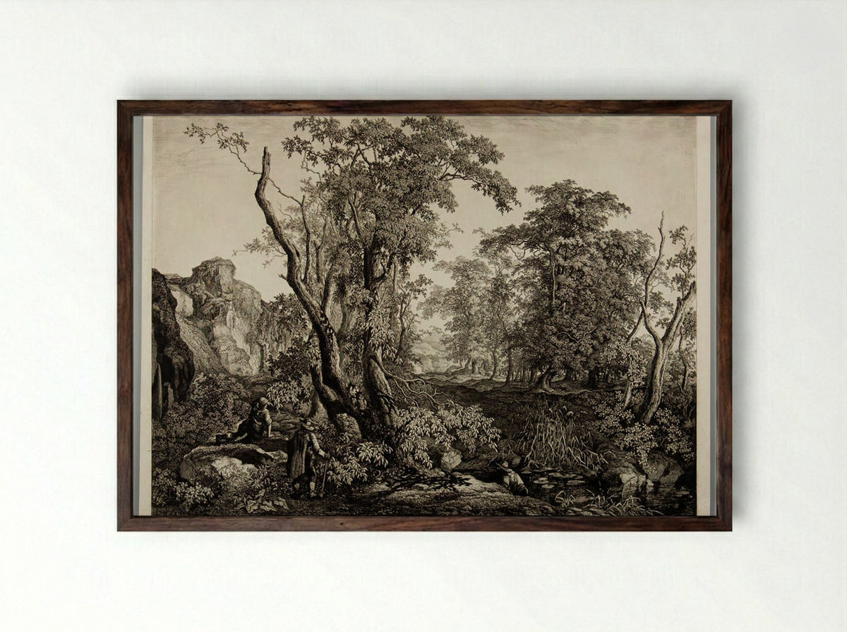 Landscape with Bandits - Charles André Malardot - Framed Print Dark Wood