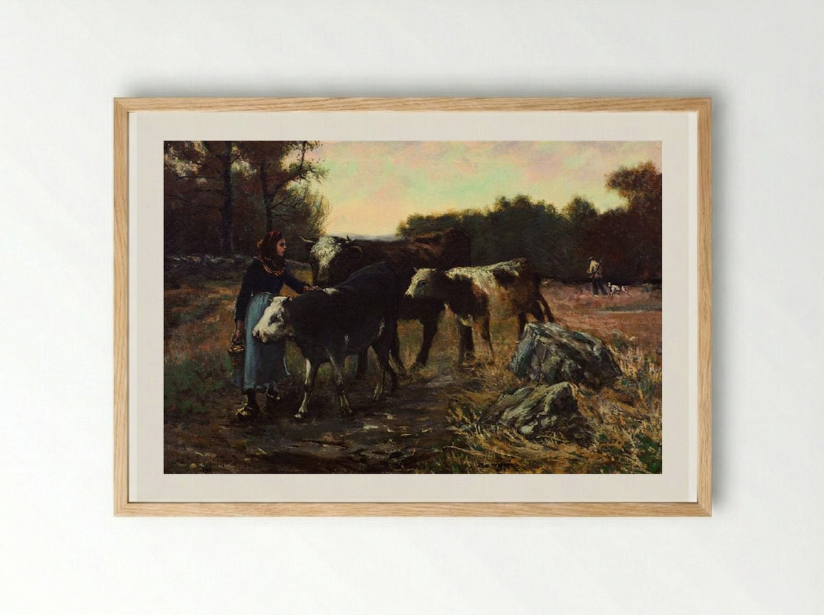 Landscape with Cattle - Robert Julian Onderdonk - Framed Print Wood