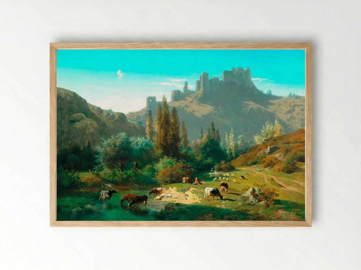 Landscape with Cattle - Rosa Bonheur - Framed Print Wood