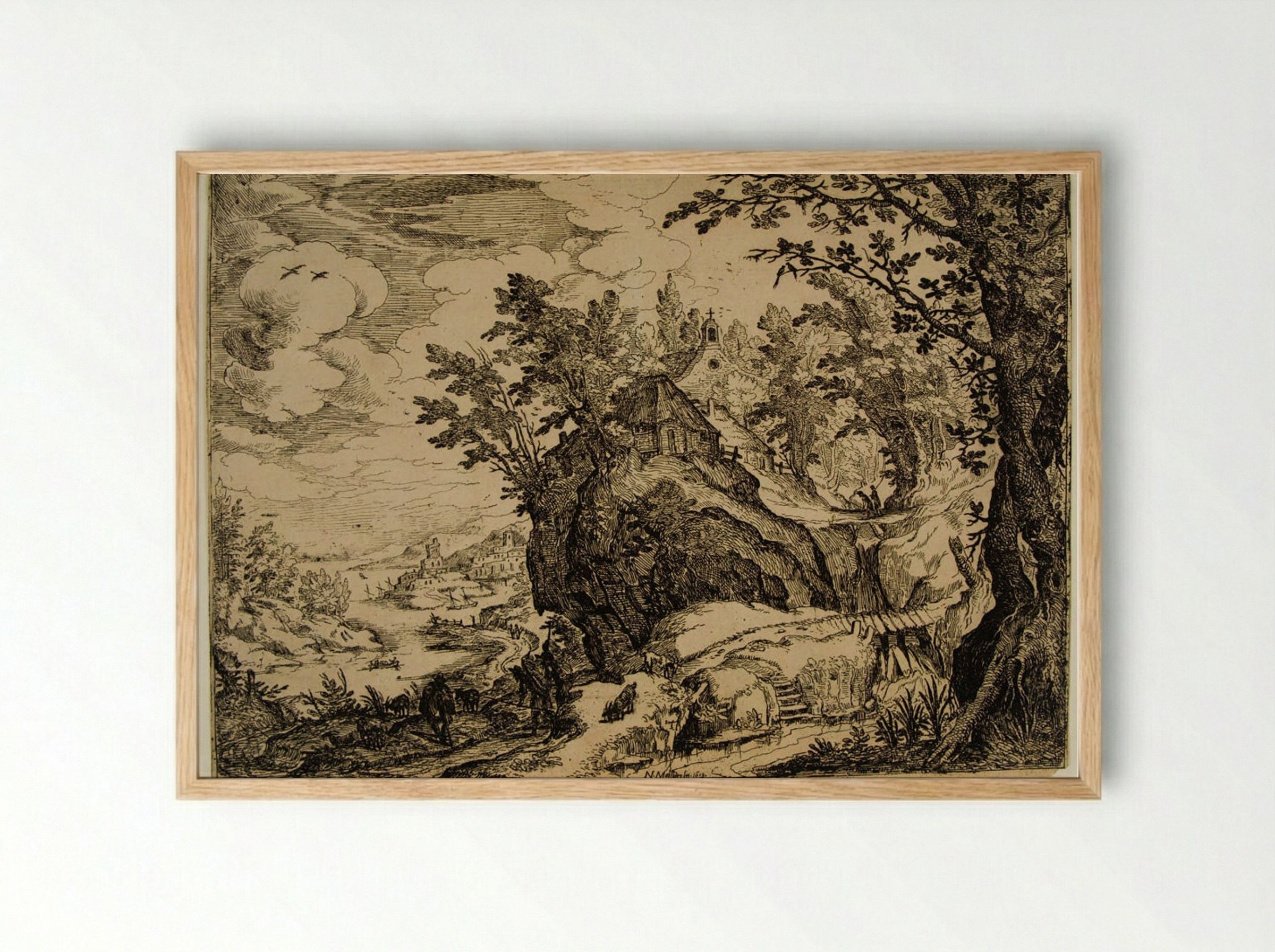 Landscape with Church in the Tyrol - Nicolas Moillon - Framed Print Wood