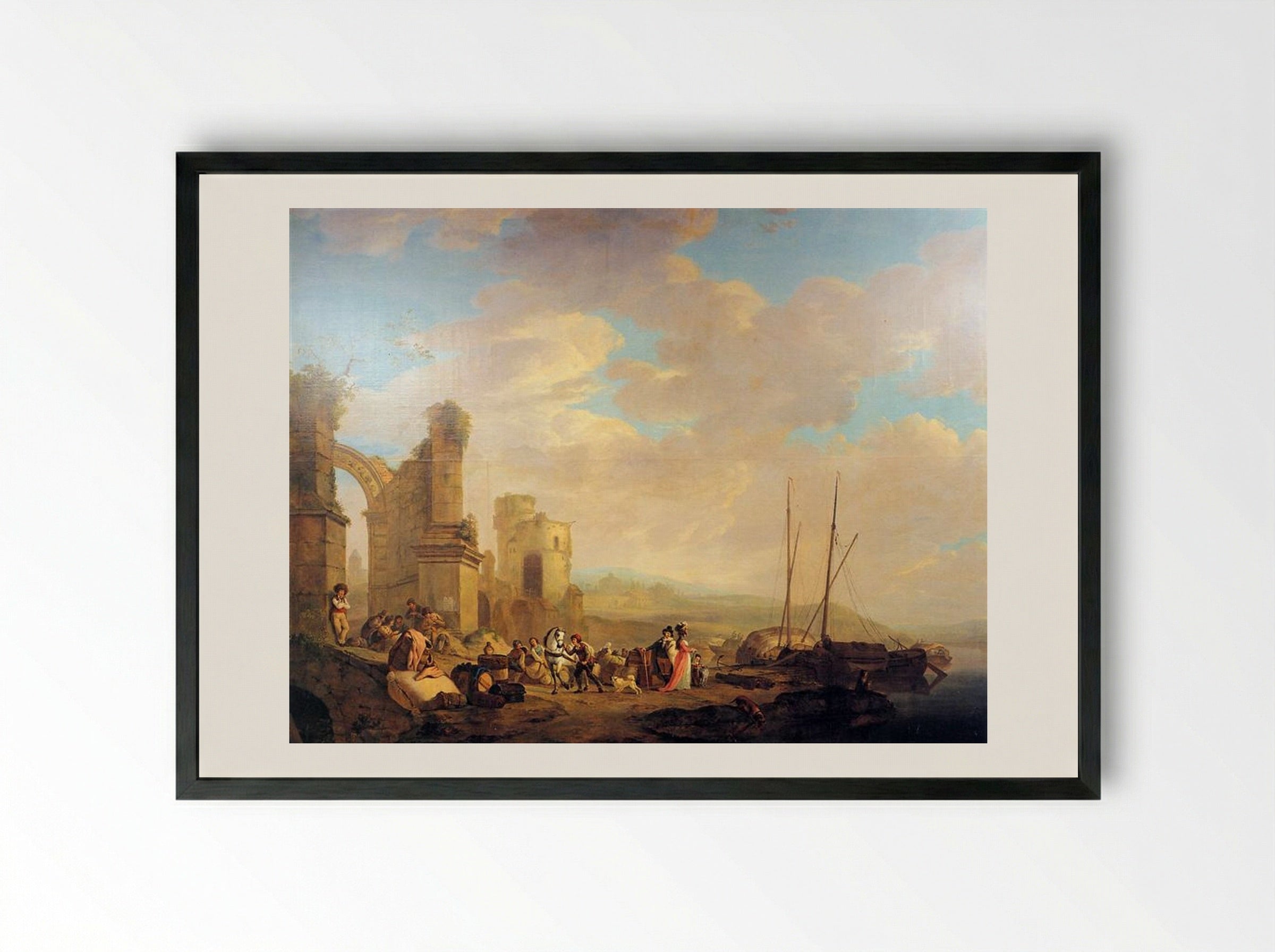 Landscape with Coast and Ruin - Jacob van Strij - Framed Print Black
