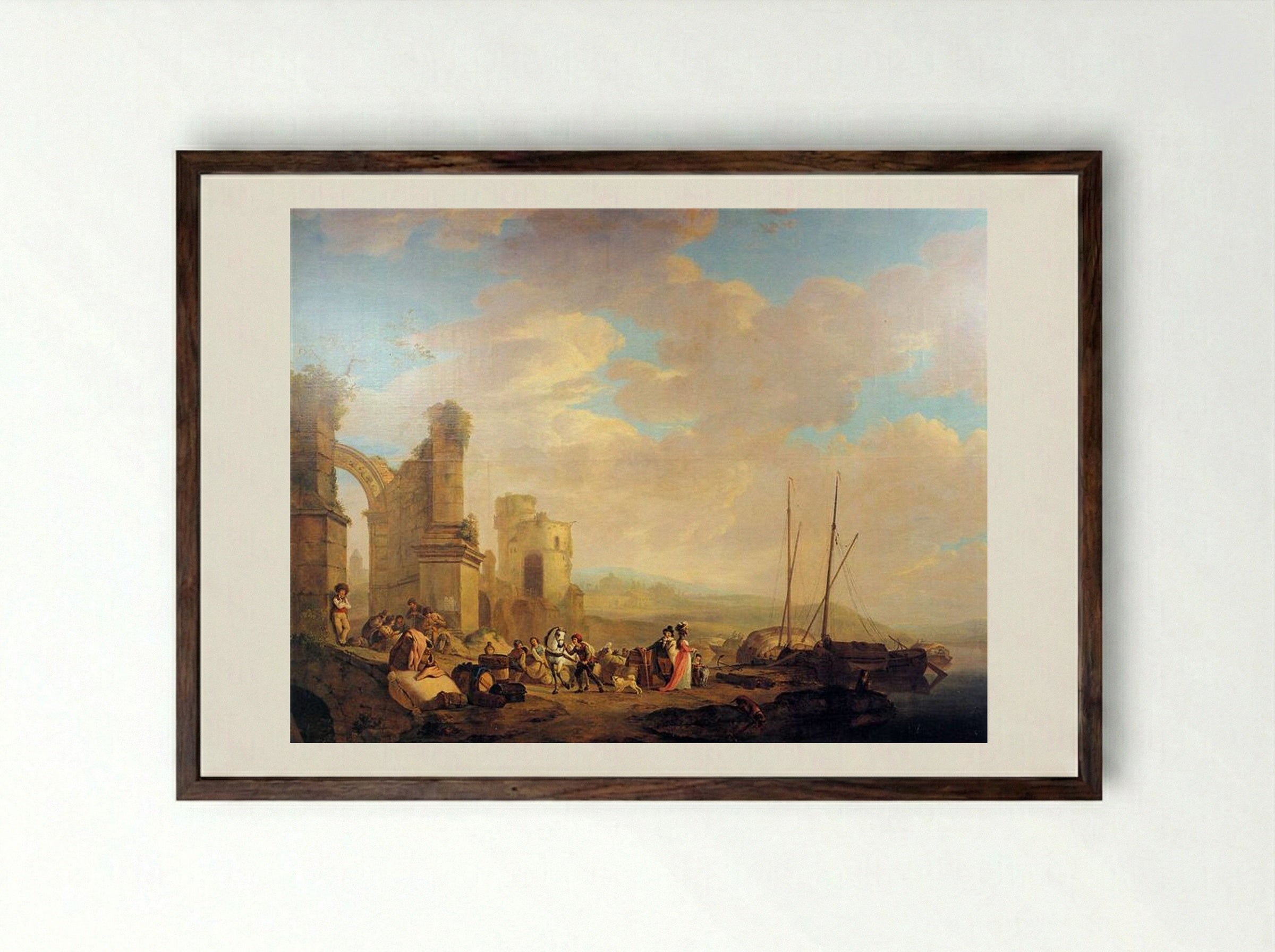 Landscape with Coast and Ruin - Jacob van Strij - Framed Print Dark Wood