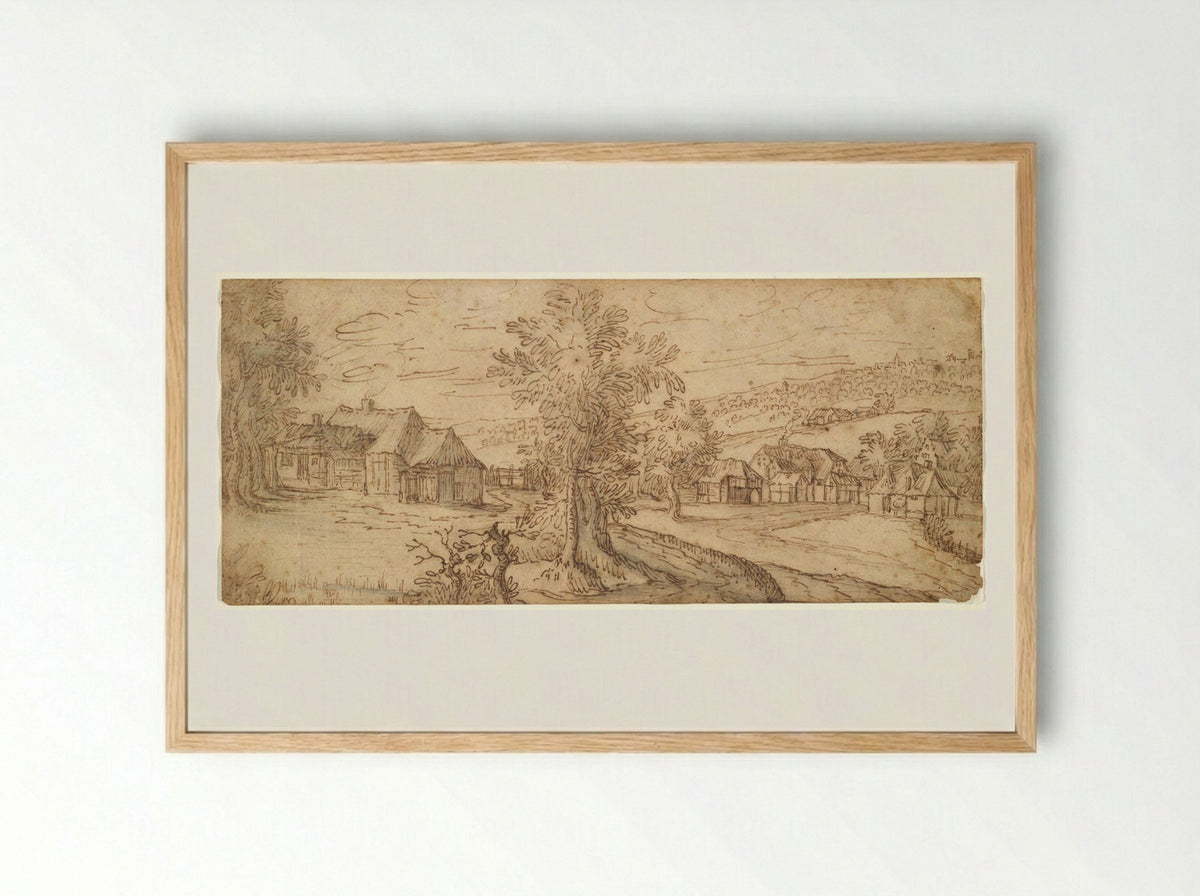 Landscape with Cottages - Tobias Verhaecht - Framed Print Wood