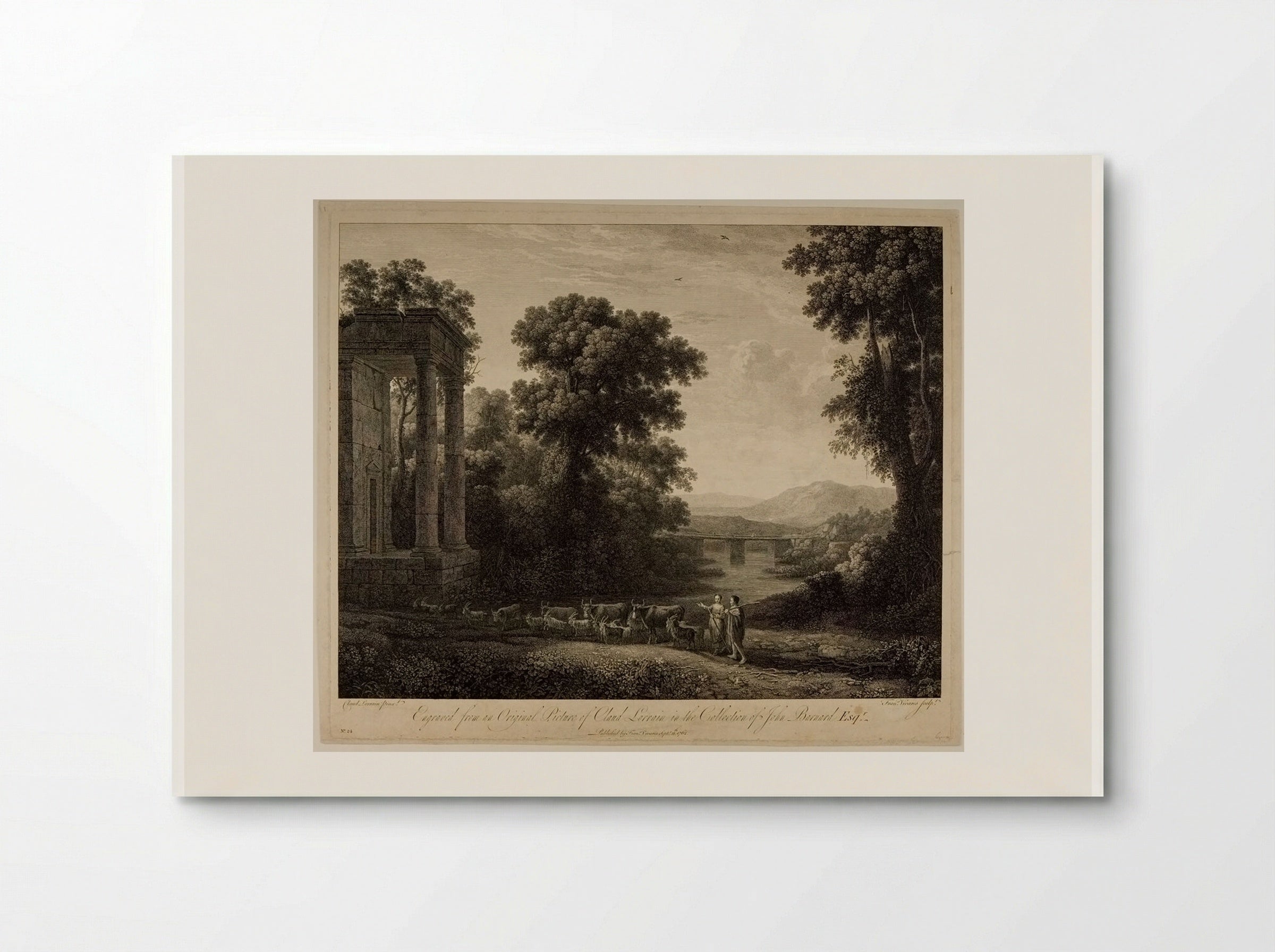 Landscape with Cows and Goats, a Shepherd and Shepherdess - François Vivares - Poster