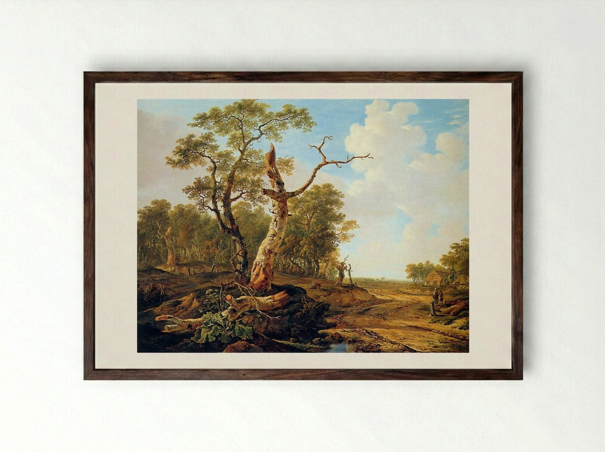 Landscape with Dead Tree - Jacob van Strij - Framed Print Dark Wood