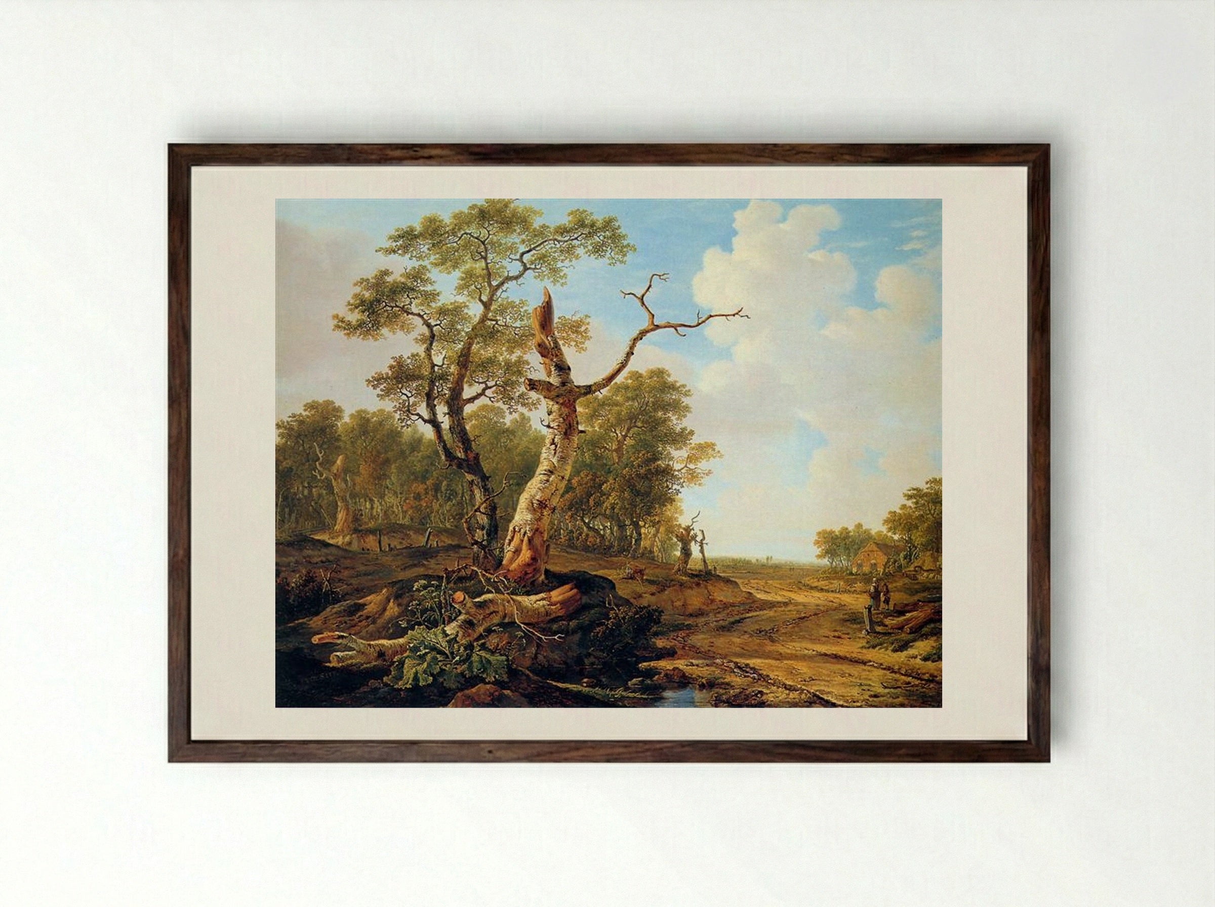 Landscape with Dead Tree - Jacob van Strij - Framed Print Dark Wood