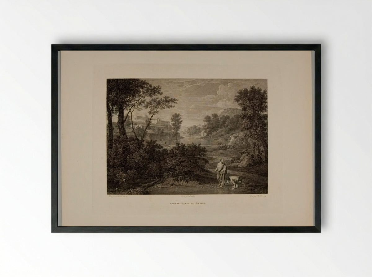 Landscape with Diogenes - Christian Haldenwang - Framed Print Black