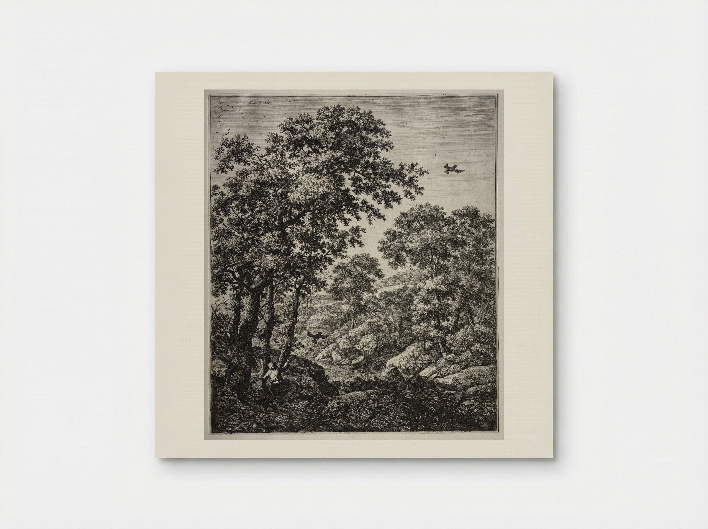 Landscape with Elijah Fed by Ravens - Anthonie Waterloo - Poster