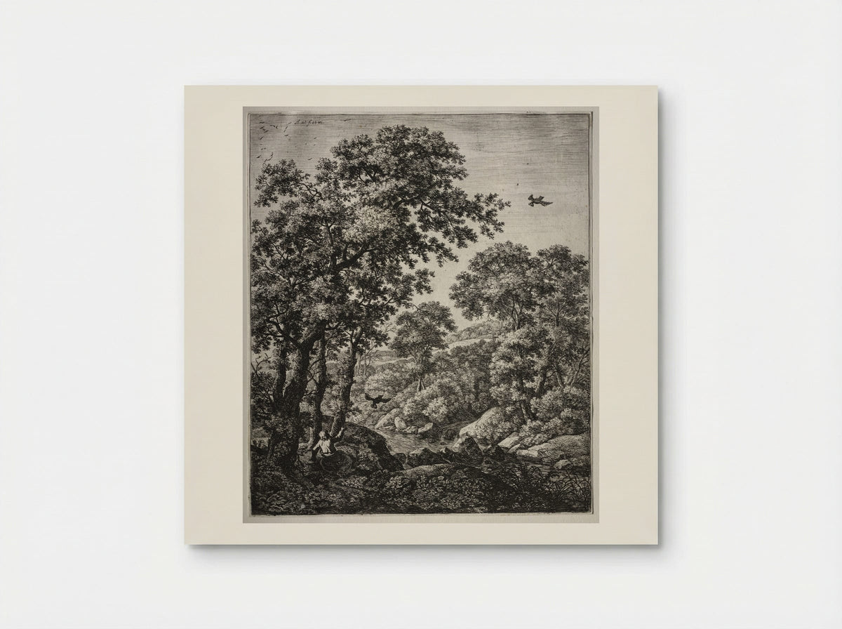 Landscape with Elijah Fed by Ravens - Anthonie Waterloo - Poster
