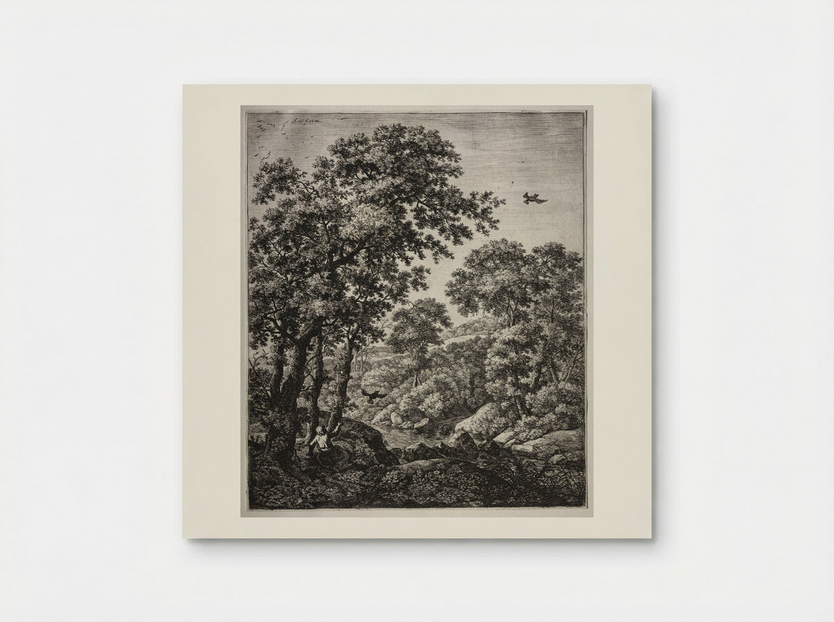 Landscape with Elijah Fed by Ravens - Anthonie Waterloo - Poster