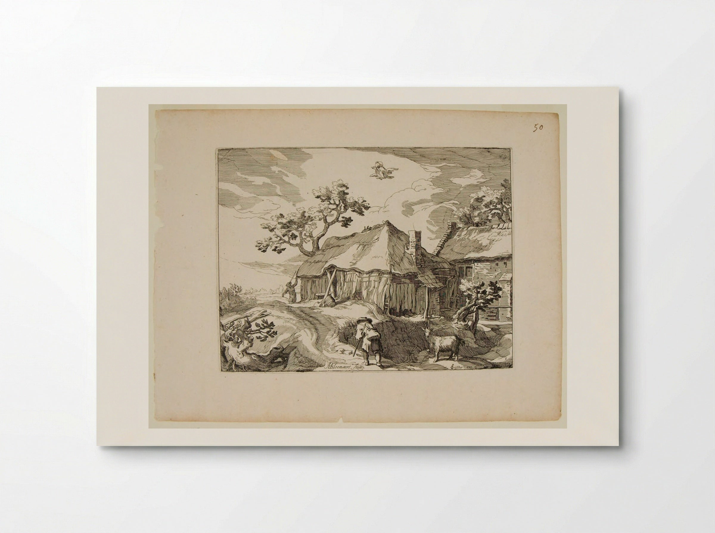 Landscape with Farmhouse and Figures - Boetius Adamsz. Bolswert - Poster