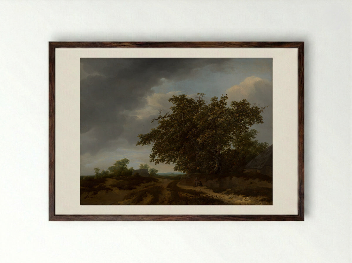 Landscape with Farmhouse - Jan Vermeer van Haarlem (I) - Framed Print Dark Wood