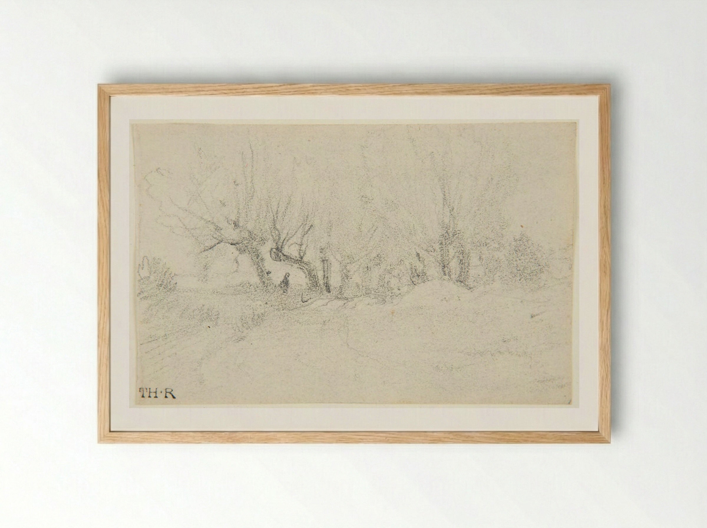 Landscape with Figure among Trees - Théodore Rousseau - Framed Print Wood