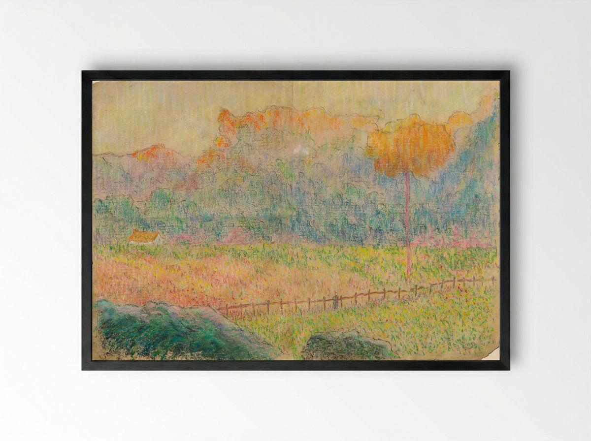 Landscape with Figure and Houses - Claude-Emile Schuffenecker - Framed Print Black
