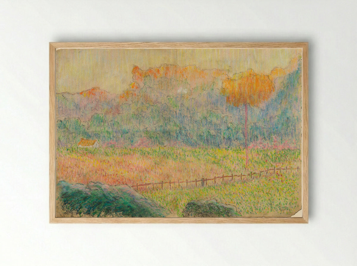 Landscape with Figure and Houses - Claude-Emile Schuffenecker - Framed Print Wood