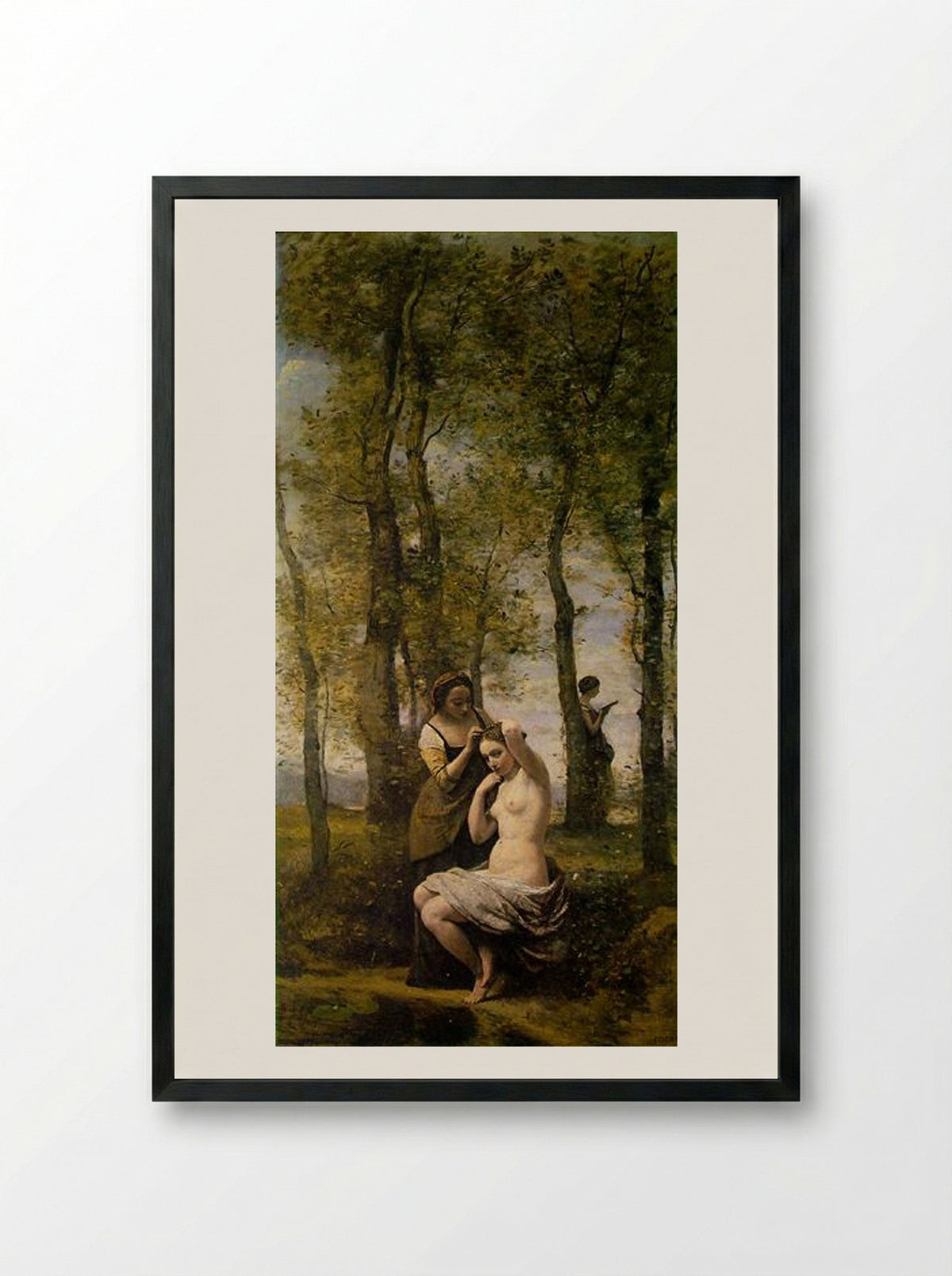Landscape with Figures (Les Bohémiens) - Camille Corot - Framed Print Black