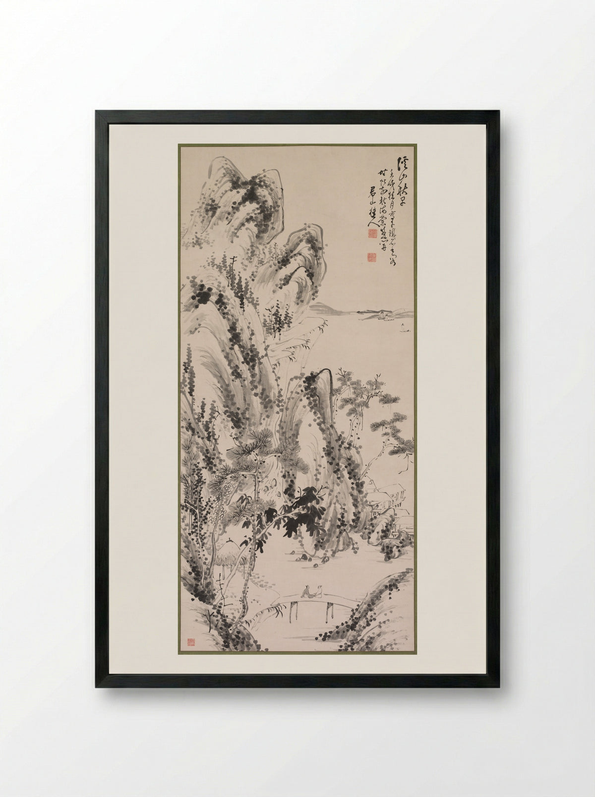 Landscape with Figures - Fujimoto Tesseki - Framed Print Black