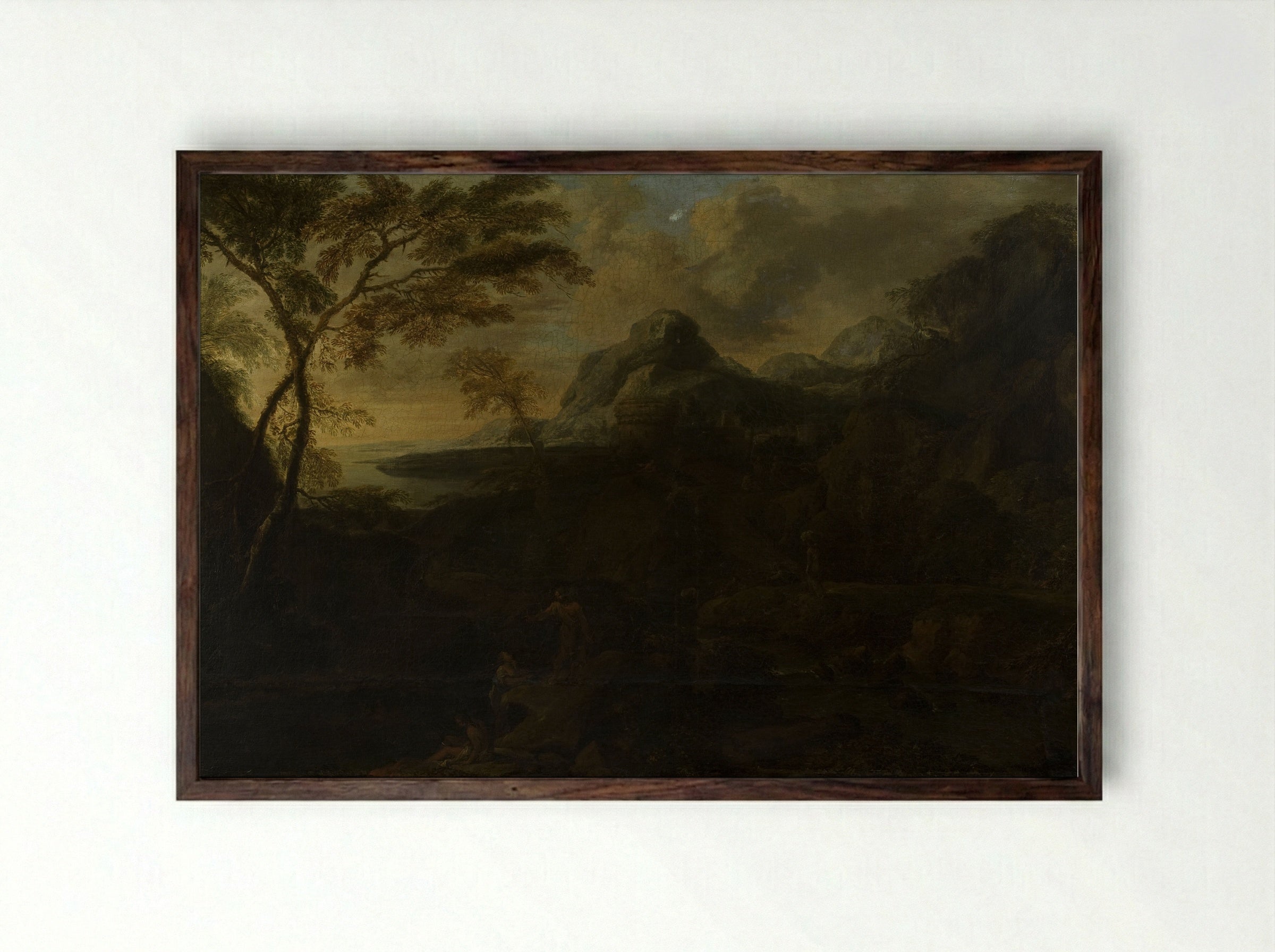 Landscape with Figures - Gaspard Dughet - Framed Print Dark Wood