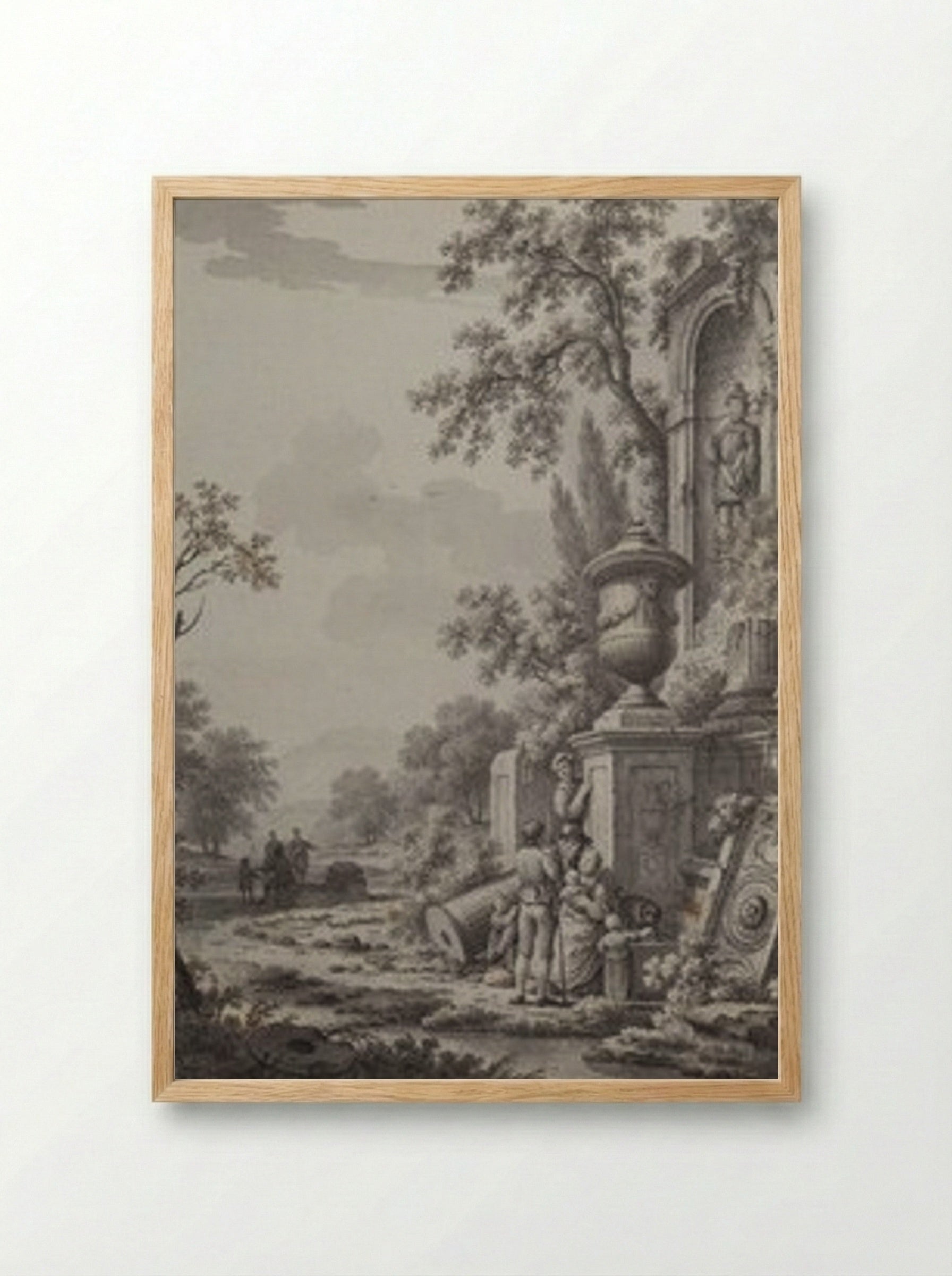 Landscape with Figures - Johann Heinrich Muntz - Framed Print Wood