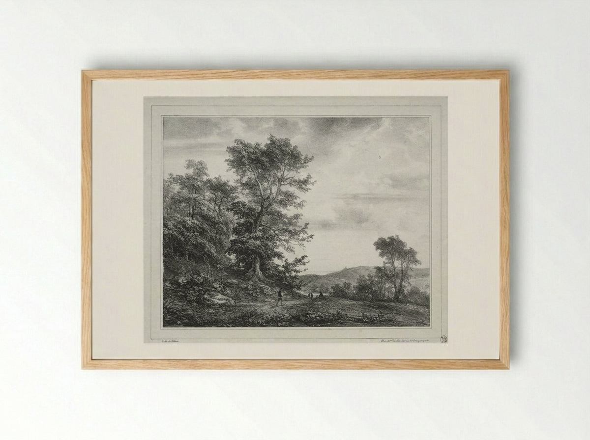 Landscape with Figures - Théodore Gudin - Framed Print Wood