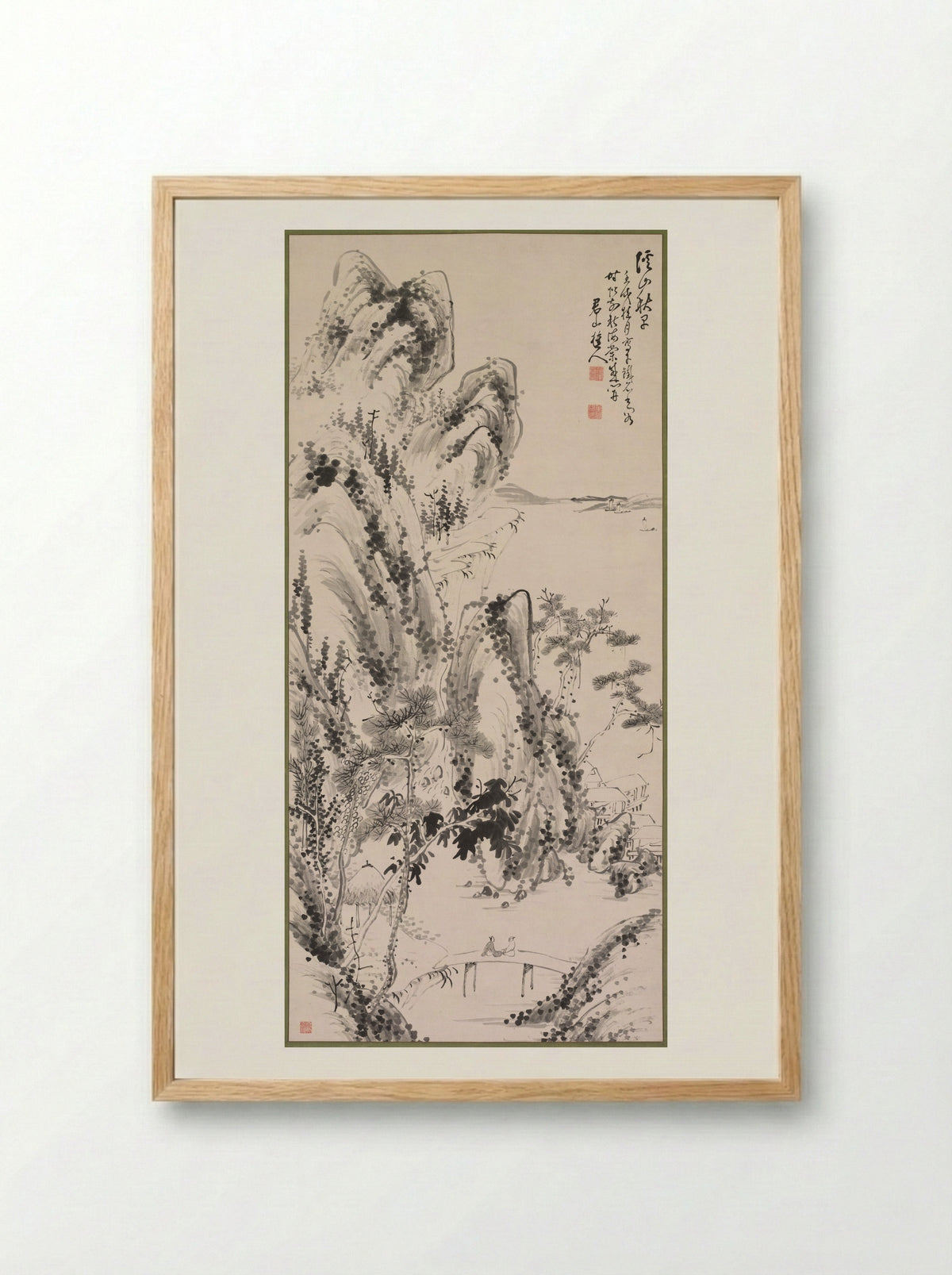 Landscape with Figures - Fujimoto Tesseki - Framed Print Wood