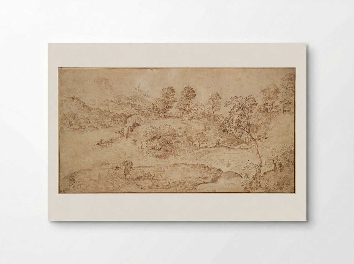 Landscape with Fishermen and Huntsmen - Domenico Campagnola - Poster