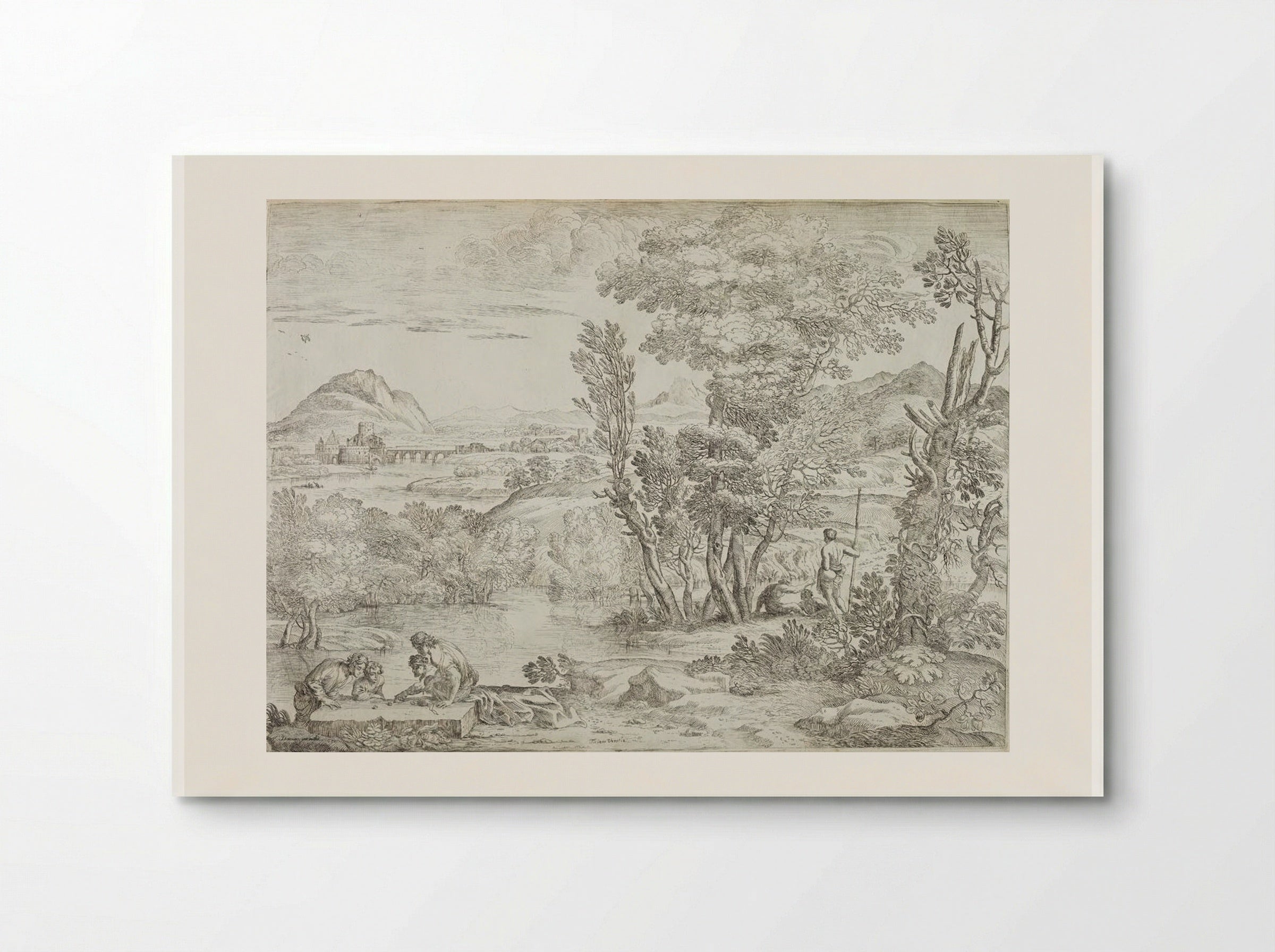 Landscape with Four Dice Players - Giovanni Francesco Grimaldi - Poster