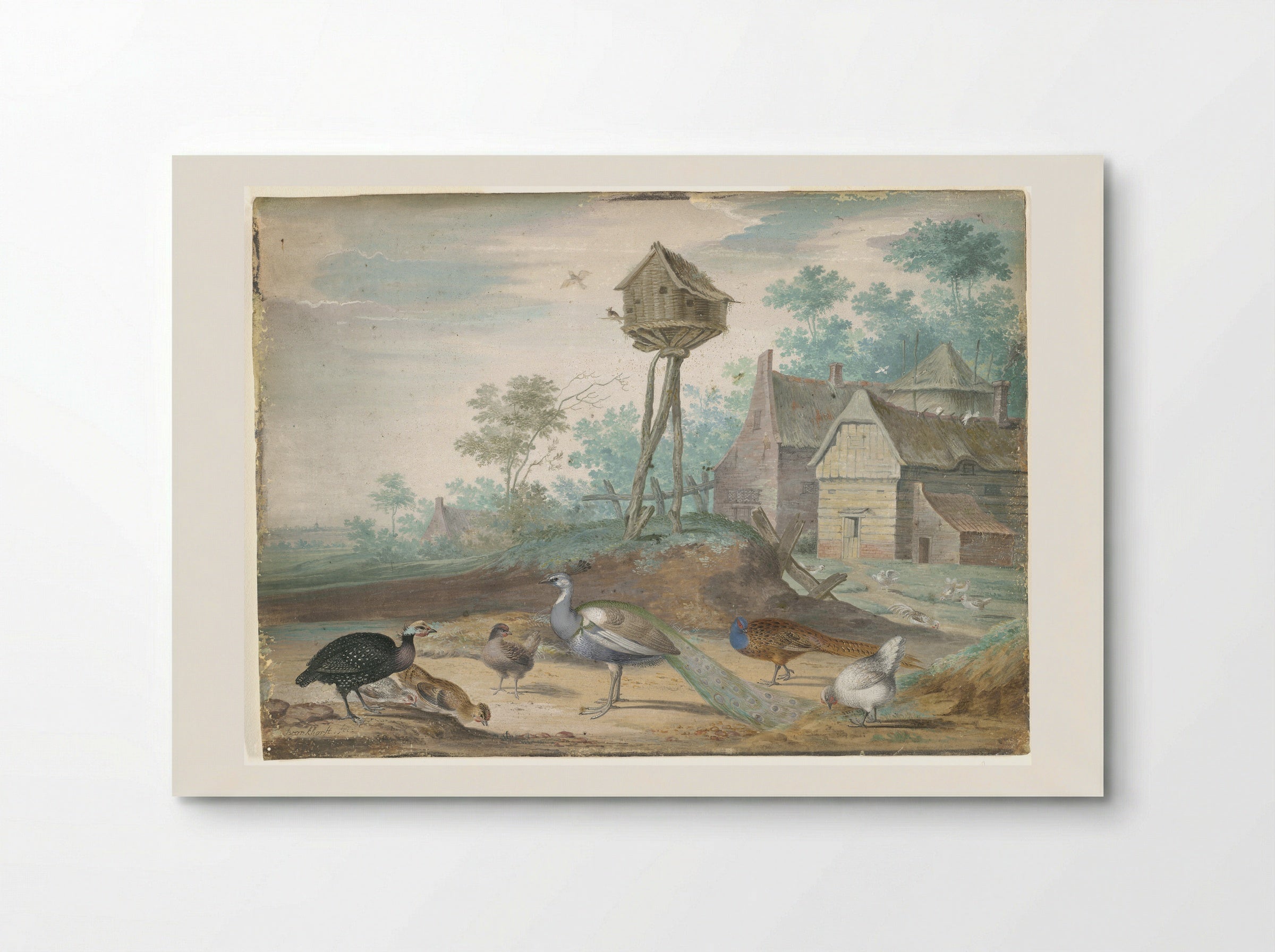 Landscape with Fowl and Farm Buildings - Johannes Bronckhorst - Poster