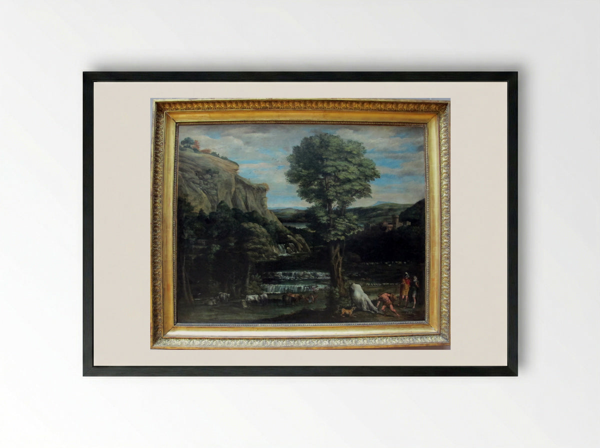 Landscape with Hercules and Acheloüs - Domenichino - Framed Print Black