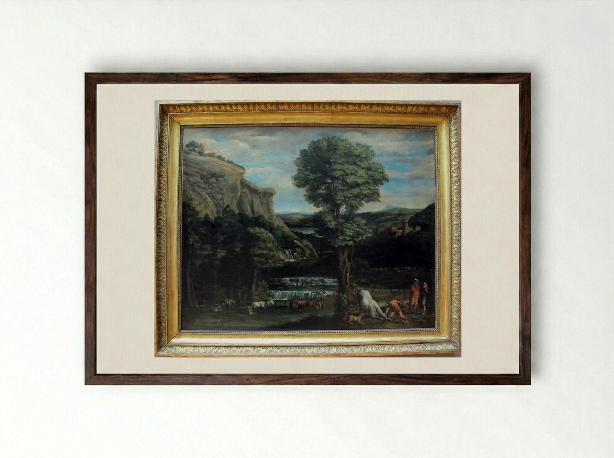 Landscape with Hercules and Acheloüs - Domenichino - Framed Print Dark Wood