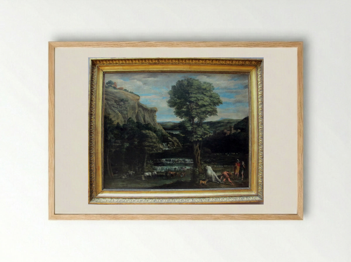 Landscape with Hercules and Acheloüs - Domenichino - Framed Print Wood