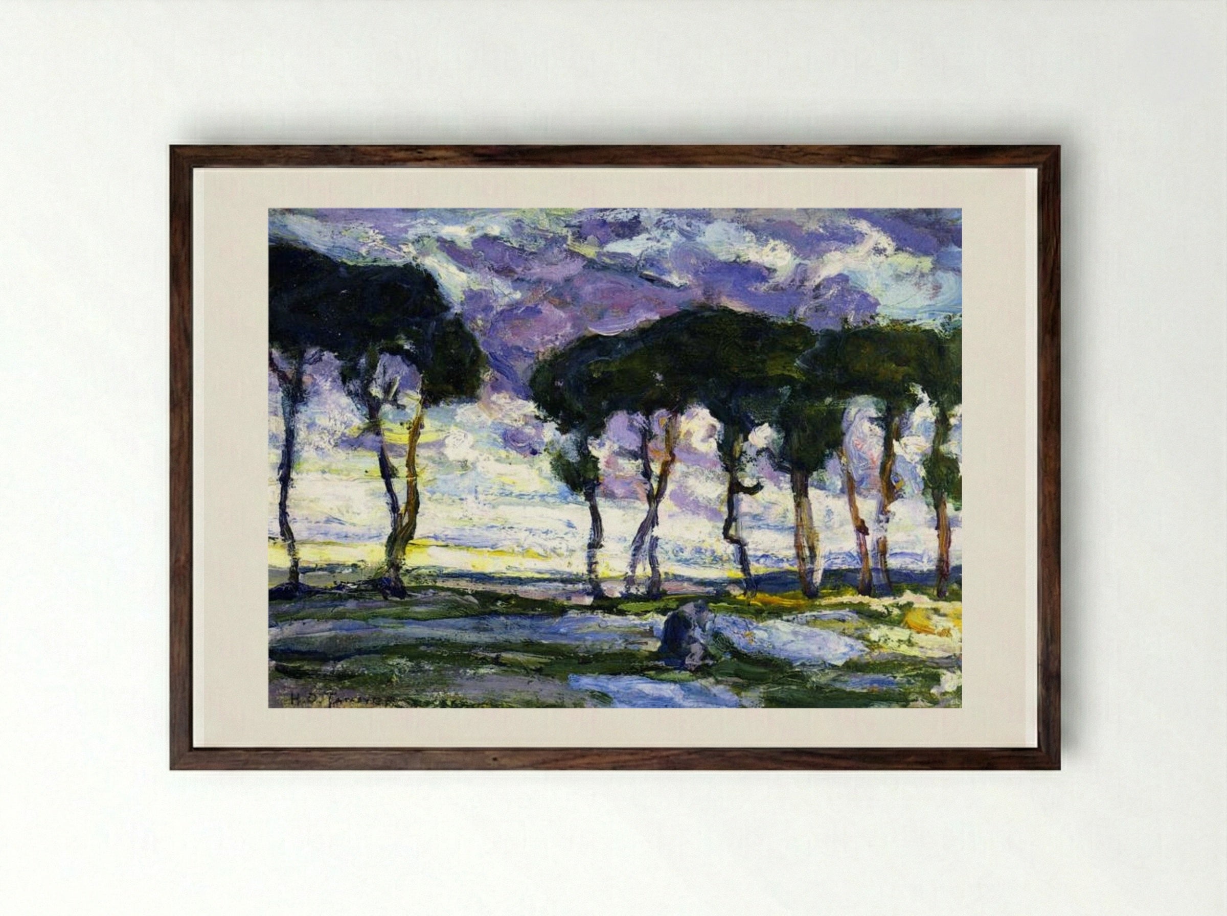Landscape with Irises - Henry Ossawa Tanner - Framed Print Dark Wood