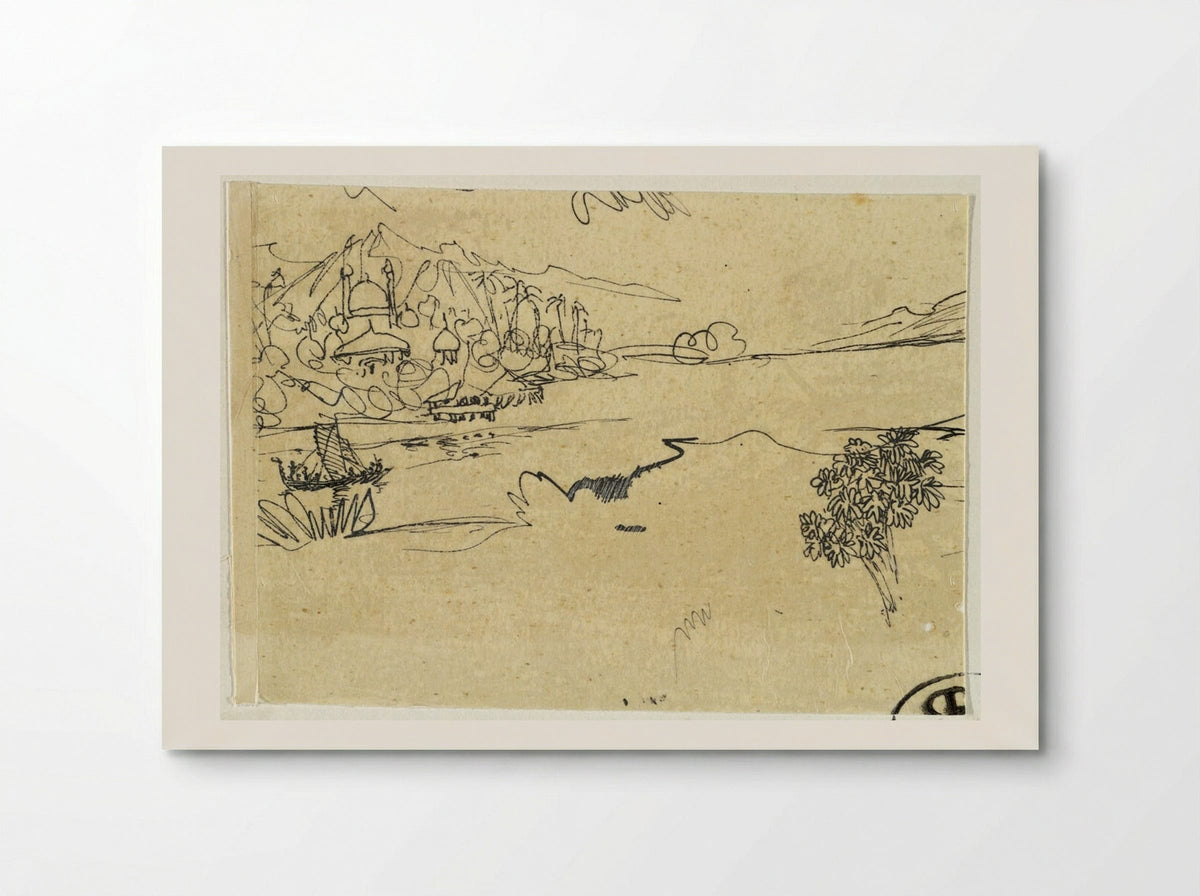 Landscape with Islamic Buildings in Distance - Rodolphe Bresdin - Poster