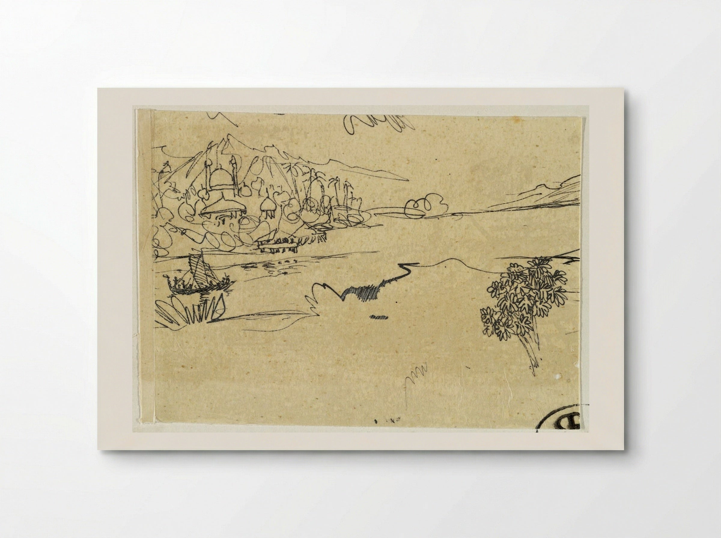 Landscape with Islamic Buildings in Distance - Rodolphe Bresdin - Poster