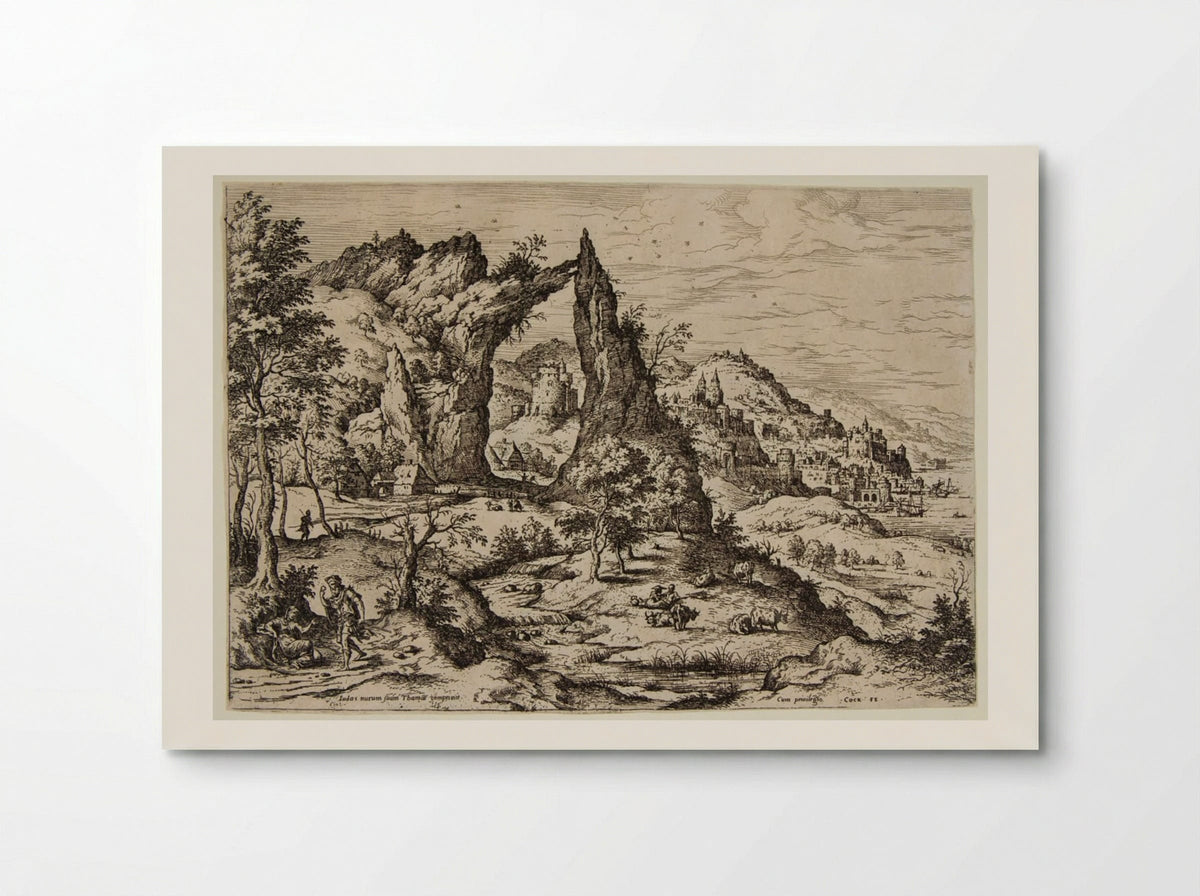 Landscape with Judah and Thamar - Hieronymus Cock - Poster