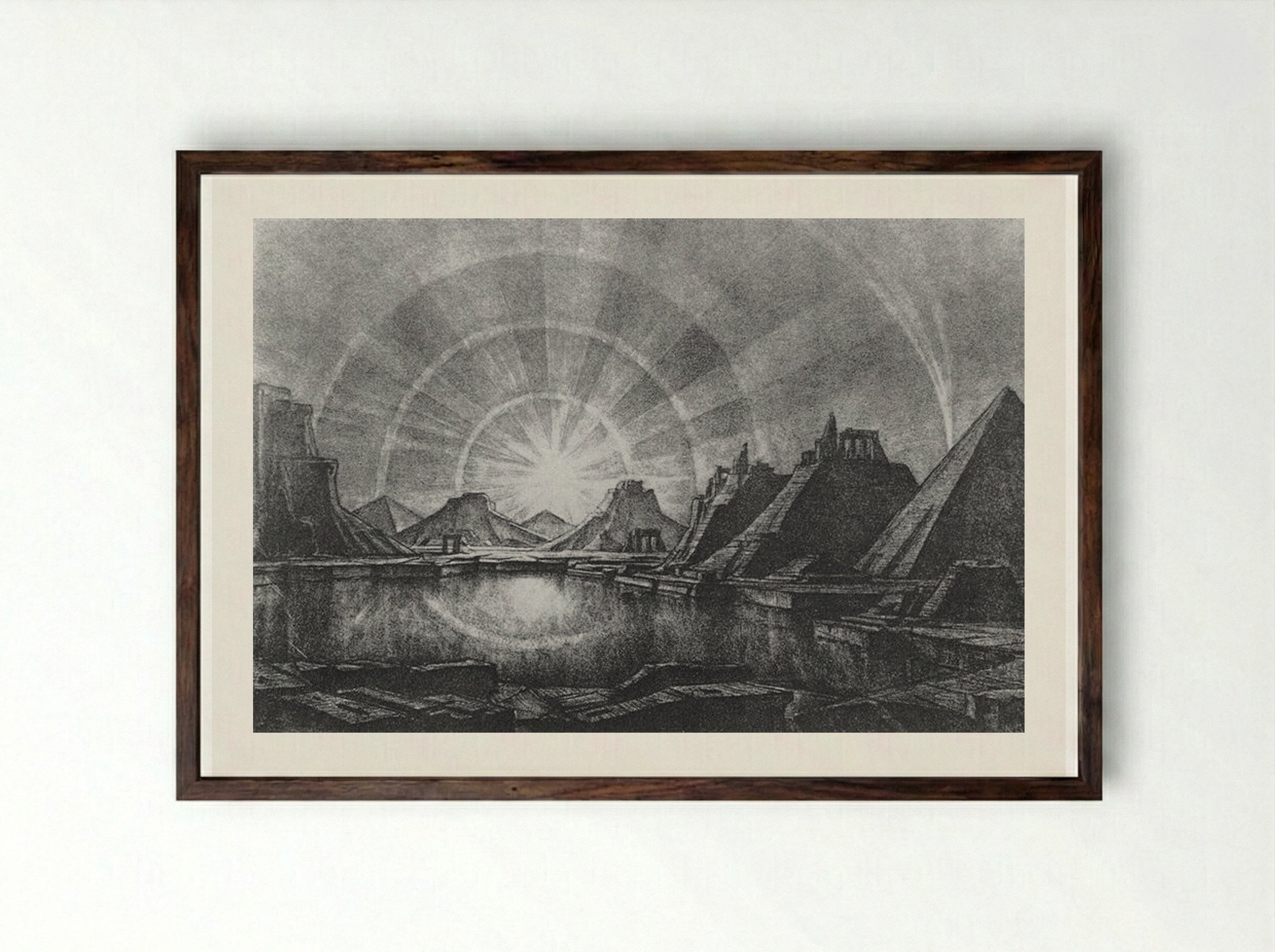 Landscape with Lake - Konstantin Bogaevsky - Framed Print Dark Wood
